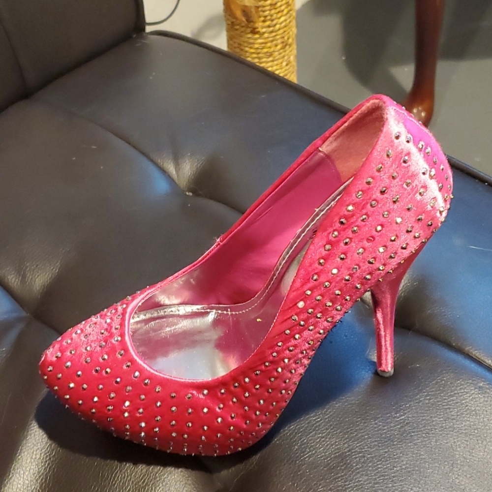 Pink crystal heels